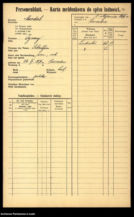 Obraz 19 z jednostki "[Spis ludności Łodzi] Morberger - Morgenweg"