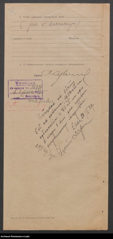 Obraz 14 z jednostki "J. Ciechanowski i J.Szura- handel towarami włókienniczymi"