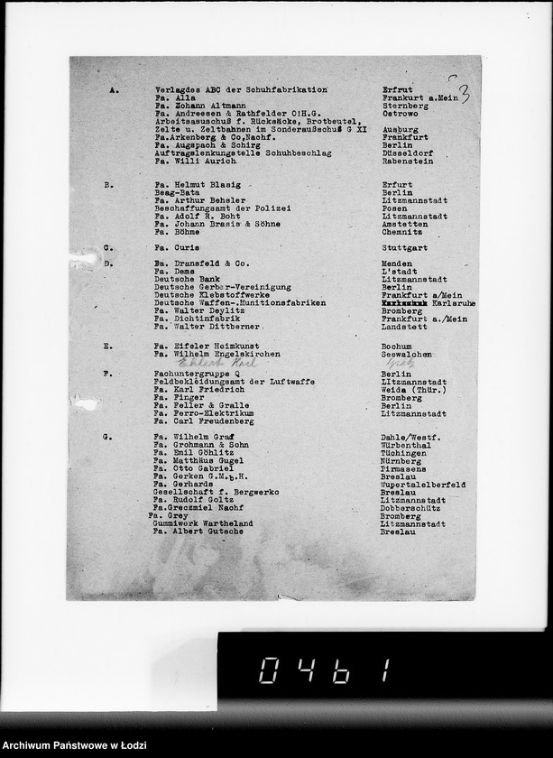 Obraz 7 z jednostki "Sammelschriftwechsel der Firmen A-G [Korespondencja z firmami w sprawach ofert i dostarczenia różnych towarów do Getta]"