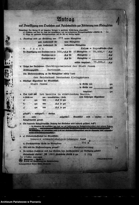 Obraz 5 z jednostki "Antrag für Kleingartenkolonie "Prinz - Eugen - Strasse" (Poznań)"