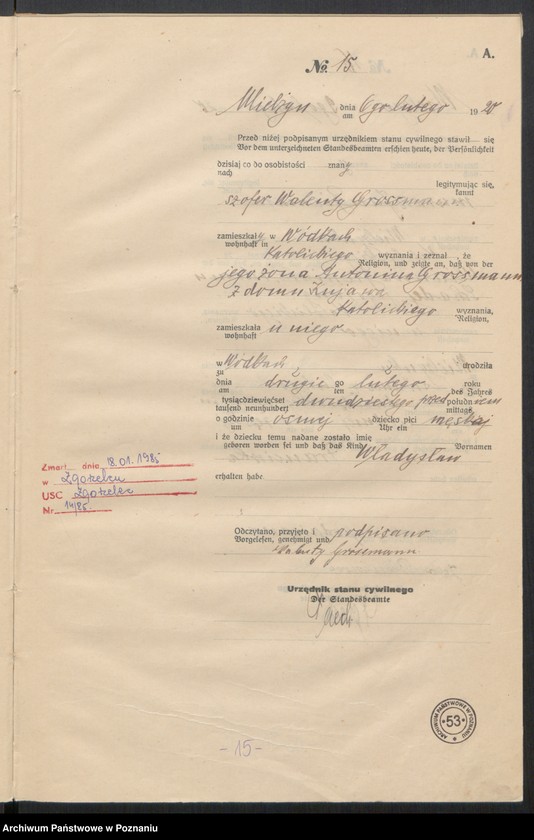 Obraz 17 z jednostki "Księga urodzeń [Rejestr główny urodzeń]"