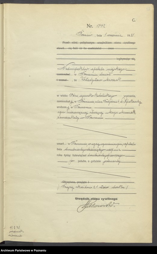 Obraz 15 z jednostki "Księga miejscowa zgonów tom IV [Rejestr główny zgonów]"