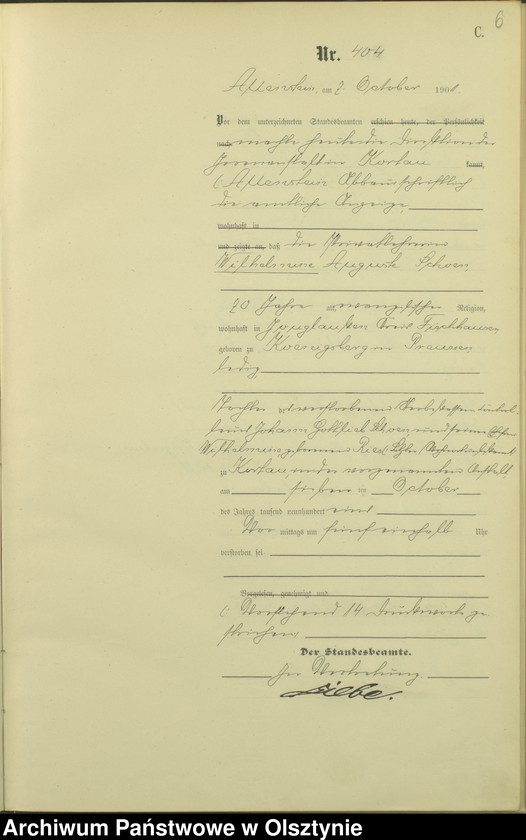 image.from.unit.number "Sterbe-Haupt-Register Tom II,Nr 400 - 542"