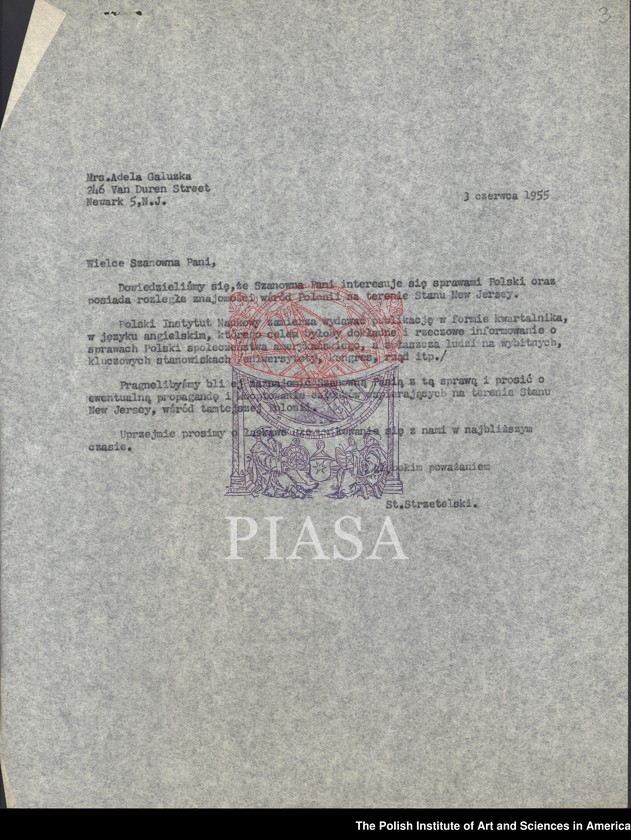 image.from.unit.number "General PIASA correspondence (1955). Letters of Florian Znaniecki and Witold Gombrowicz"