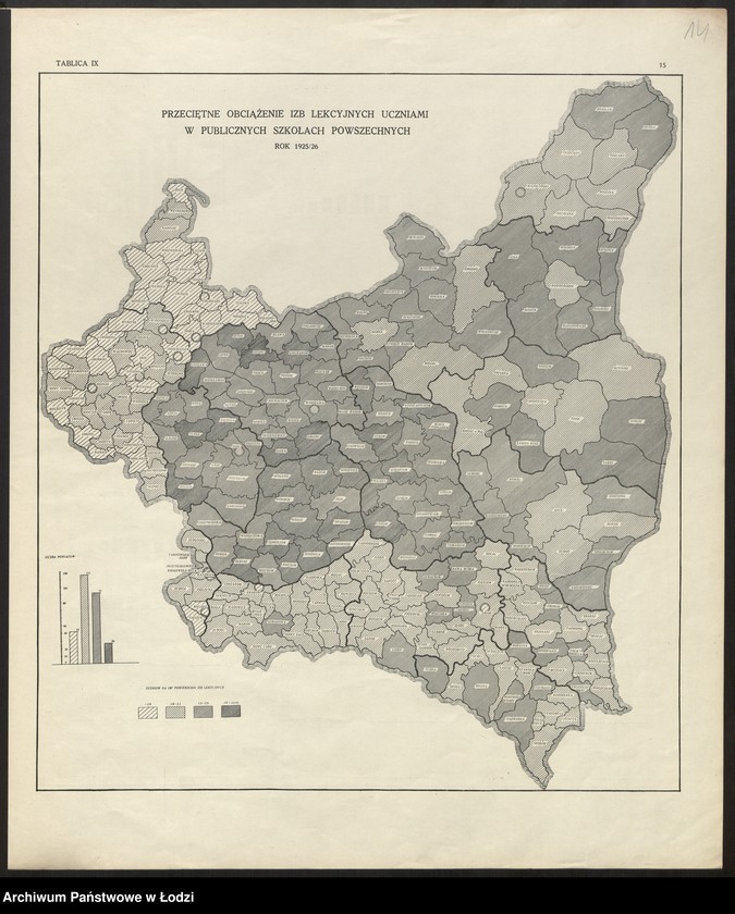 Obraz 16 z jednostki "Atlas szkolnictwa powszechnego Rzeczypospolitej Polskiej. Opracował Marian Falski, Warszawa 1929"