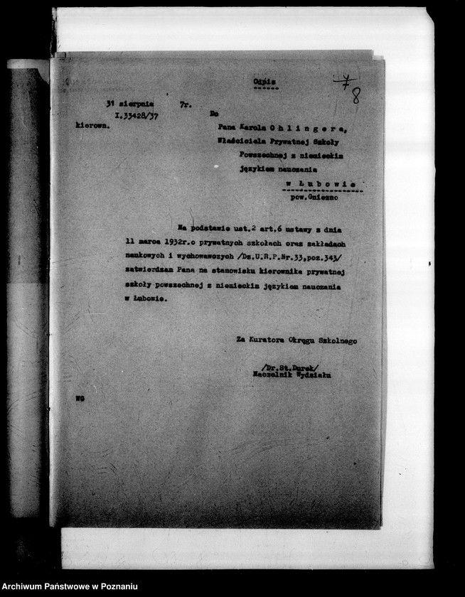 Obraz 11 z jednostki "Prywatna Szkoła Powszechna z niemieckim językiem nauczania w Łubowie powiat Gniezno"