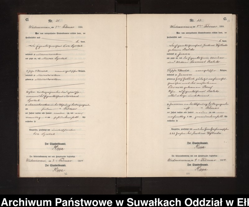 Obraz 20 z jednostki "Sterbe-Neben-Register des Preussischen Standes-Amtes Widminnen Kreis Loetzen"
