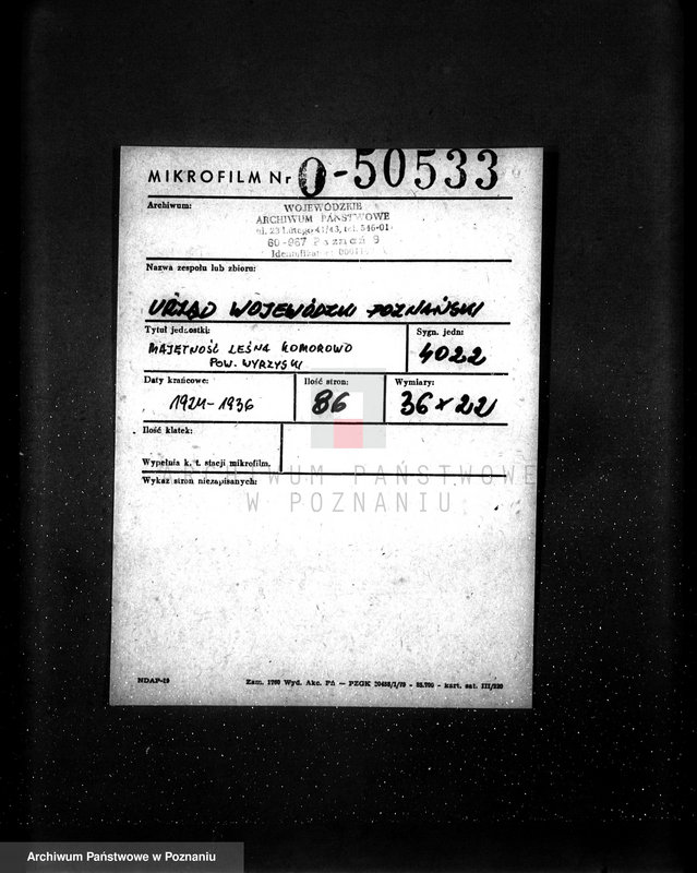 Obraz 2 z jednostki "Majętność leśna Komorowo powiat wyrzyski"