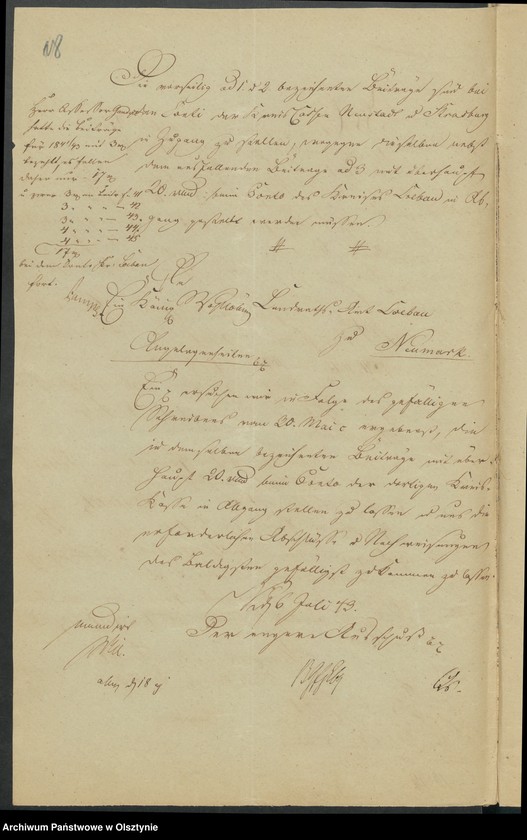 image.from.unit.number "Acta des engern Ausschußes für Errichtung eines Standbildes Sr. [Seiner] Majestät des Königes Friedrich Wilhelm des Dritten. Die Beitrags-Zeichungen in dem landrätlichen Kreise Loebau [Lubawa]"