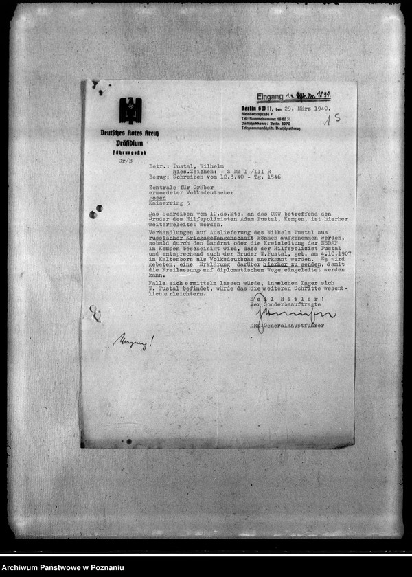 Obraz 19 z jednostki "Korespondencja w sprawie miejscowych Niemców, którzy zginęli w 1939 roku"