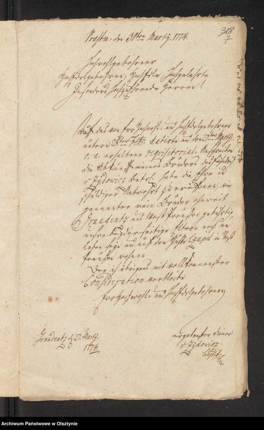 image.from.unit.number "In S. [Sachen] des Fähndrich Andreas von Zydowitz wegen seiner Abwesenheit"