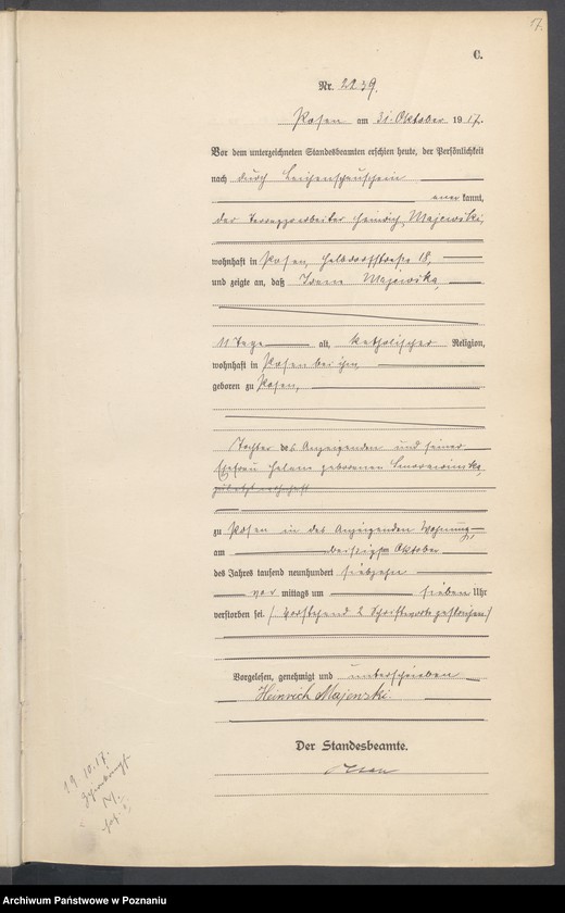 Obraz 19 z jednostki "Księga miejscowa zgonów tom V [Rejestr główny zgonów]"