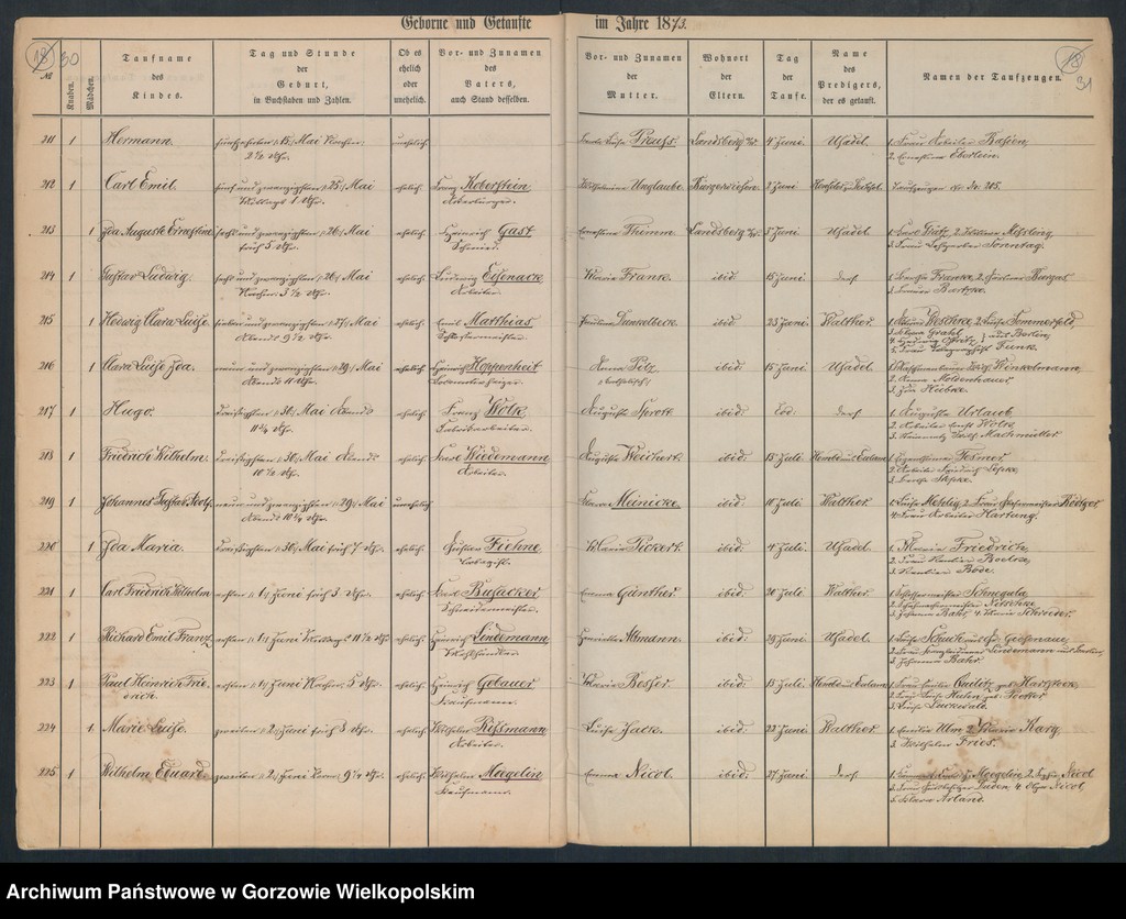 image.from.unit.number "Duplikate der Hauptkirche zu Landsberg an der Warthe (zawiera także Concordien, Reformirte und Militair Kirchen Gemeinde dotyczące zgonów w 1873 r.)"