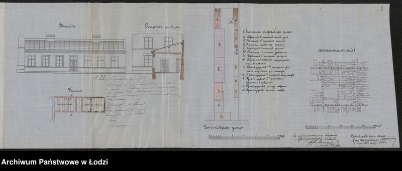 Obraz 12 z jednostki "Ob˝ utverždenìi proekta na postrojku Lûdovikom˝ Nippe v˝ gor[ode] Lodzi N 110/533 kamennago 4h˝ êtažnago fligelâ"
