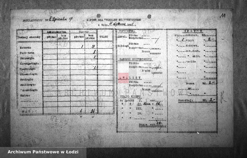 Obraz 14 z jednostki "[Ambulatorium nr 2. Dzienne sprawozdania statystyczne]"