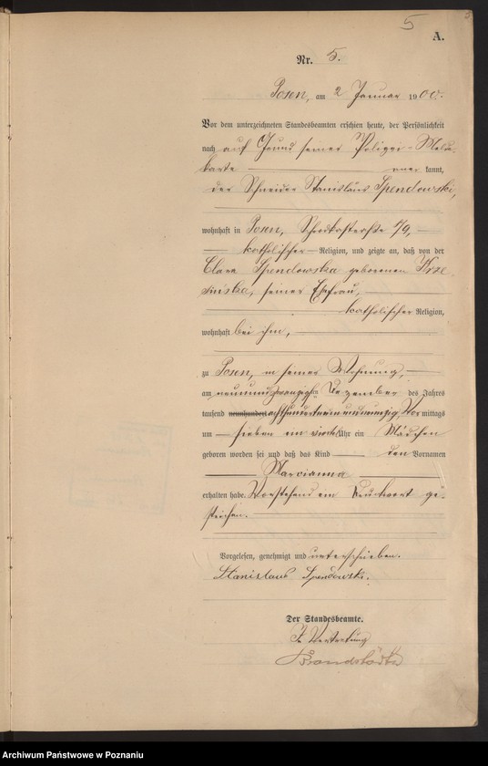 Obraz 8 z jednostki "Księga miejscowa urodzeń"