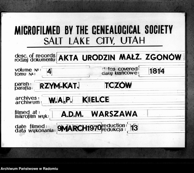 image.from.unit.number "Tczów 1814 [Duplikat akt urodzonych, zaślubionych i zmarłych]"