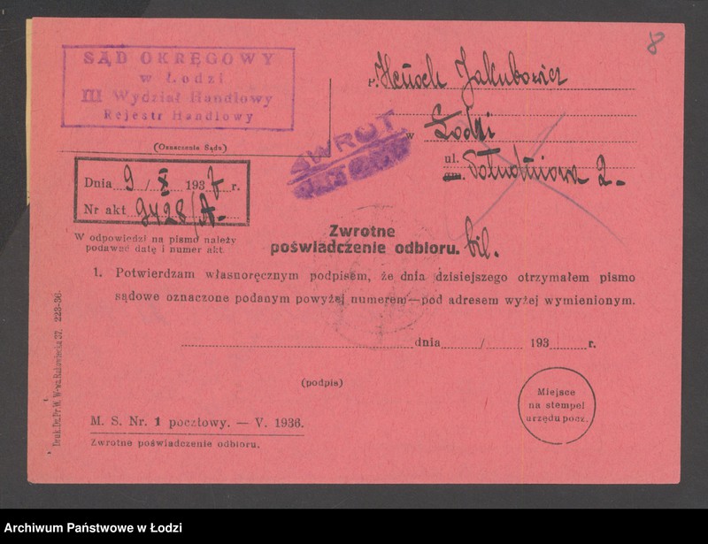 Obraz 10 z jednostki "Henoch Jakubowicz- sprzedaż skór"