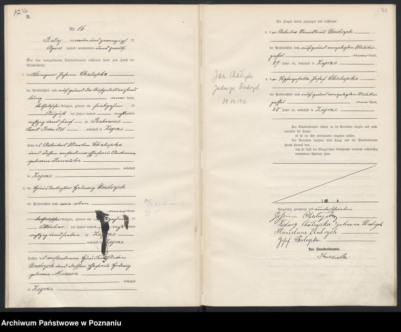 Obraz 19 z jednostki "Księga miejscowa małżeństw [Rejestr główny małżeństw]"