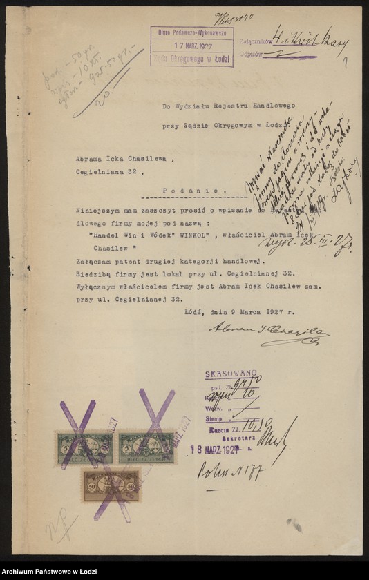 Obraz 3 z jednostki ""Winkol"- Abram Icek Chasilew- handel win i wódek"