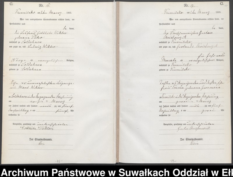 image.from.unit.number "Sterbe-Haupt-Register des Königlichen Preussischen Standes-Amtes Kumilsko Kreis Johannisburg"