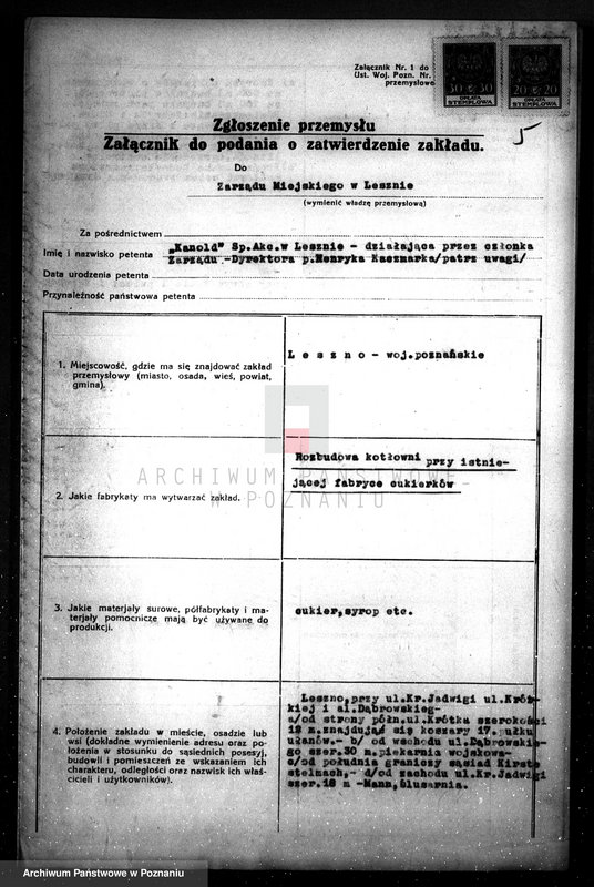 Obraz 10 z jednostki "Zatwierdzenie zakładu przemysłowego /fabryki cukierków "Kanold" w Lesznie"