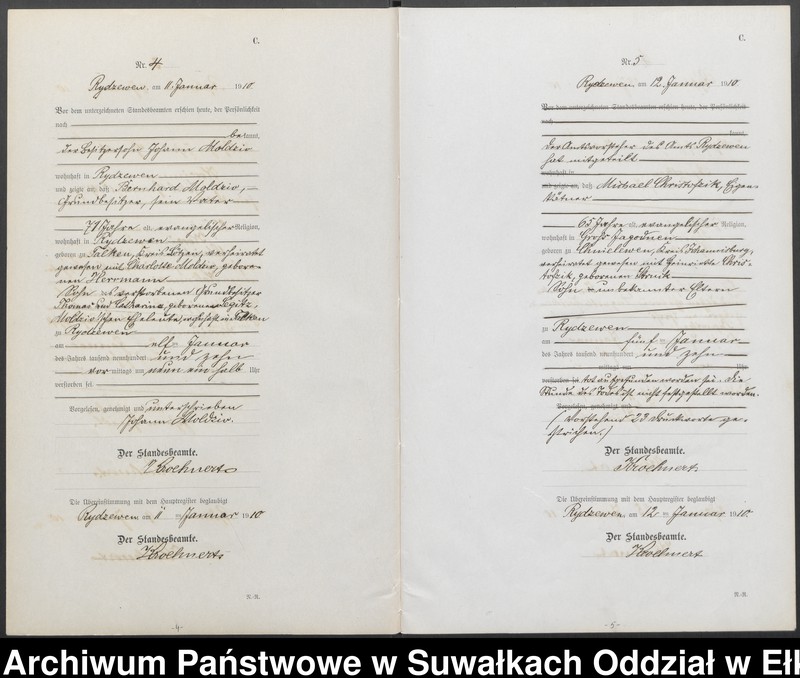 image.from.unit.number "C 2. Sterbe=Register (Neben=Register) Standesamt Rydzewen"