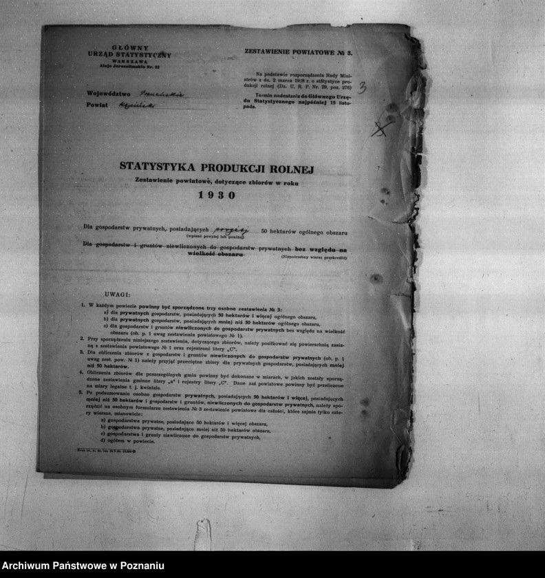 Obraz 5 z jednostki "/Statystyka produkcji rolnej - zestawienie zbiorów z 1930 r. z terenu powiatu kępińskiego/"