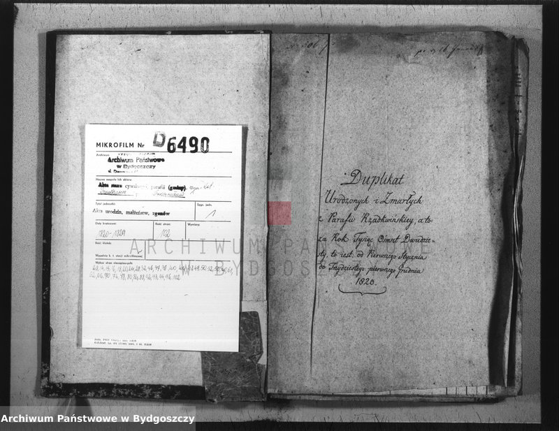 image.from.unit.number "Duplicat ksiąg kościelnych parafii Rzadkwin, pow. Inowrocław"