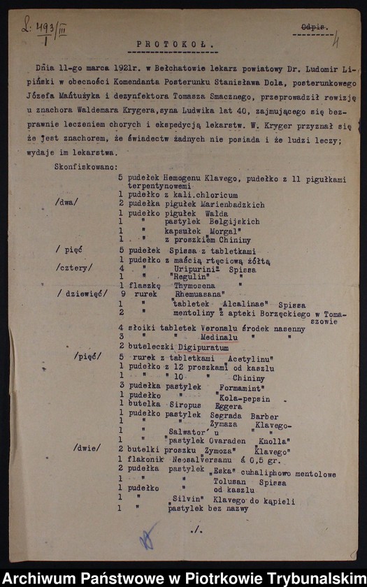 image.from.collection.number "Nielegalne praktyki medyczne i znachorstwo sto lat temu. Przykład z powiatu piotrkowskiego111"