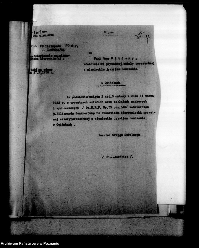 Obraz 11 z jednostki "Prywatna Szkoła Powszechna z niemieckim językiem nauczania Owińska powiat Poznański"