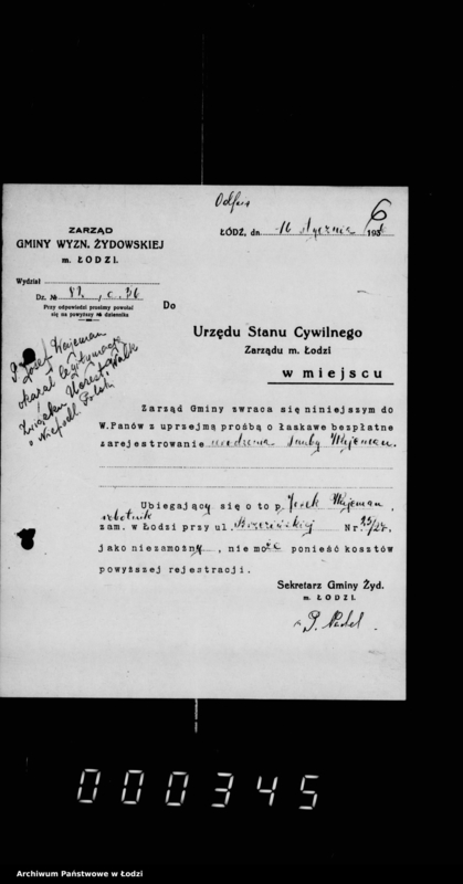 Obraz 9 z jednostki "Akta dotyczące spraw Urzędu Stanu Cywilnego"