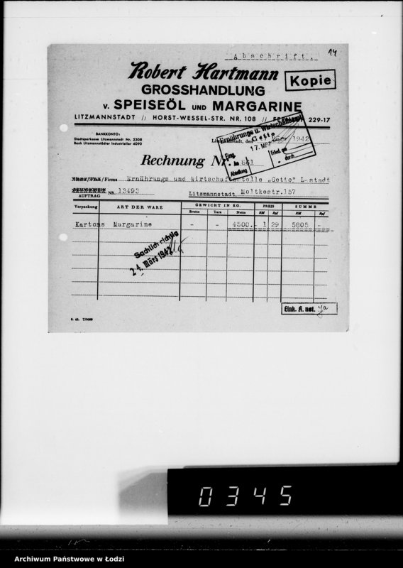 Obraz 18 z jednostki "Aufträge, [Lieferscheinen und Rechnungen] 13491-13540"