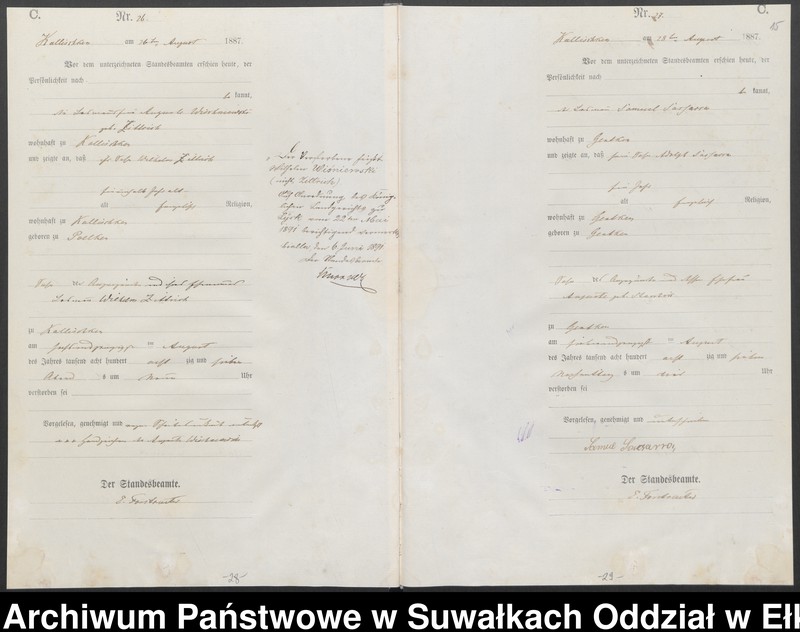 image.from.unit.number "Sterbe-Haupt-Register des Königlichen Preussischen Standes-Amtes Kallischken Kreis Johannisburg"