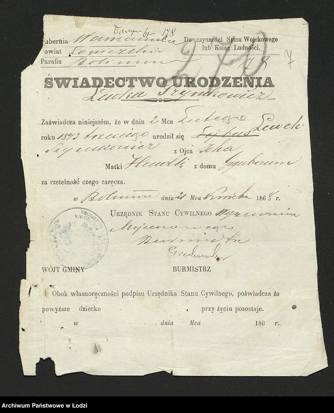 Obraz 9 z jednostki "Dowody metrykalne stałych mieszkańców osady Bałuty nr domu 61"