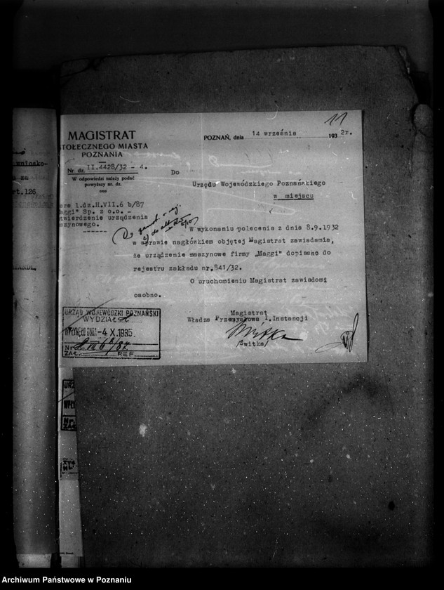 Obraz 15 z jednostki "Zatwierdzenie projektu urządzenia zakładu przemysłowego Firmy "Maggi" Spółka z o.o. w Poznaniu nr 545"