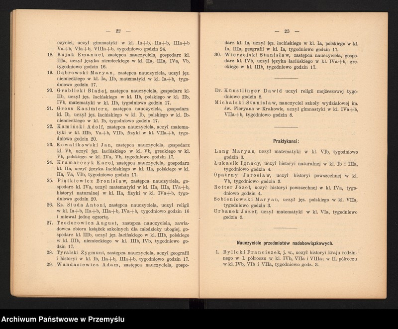 image.from.unit.number "Sprawozdanie dwudzieste drugie Dyrekcji c.k. Gimnazjum III. w Krakowie za rok szkolny 1905"