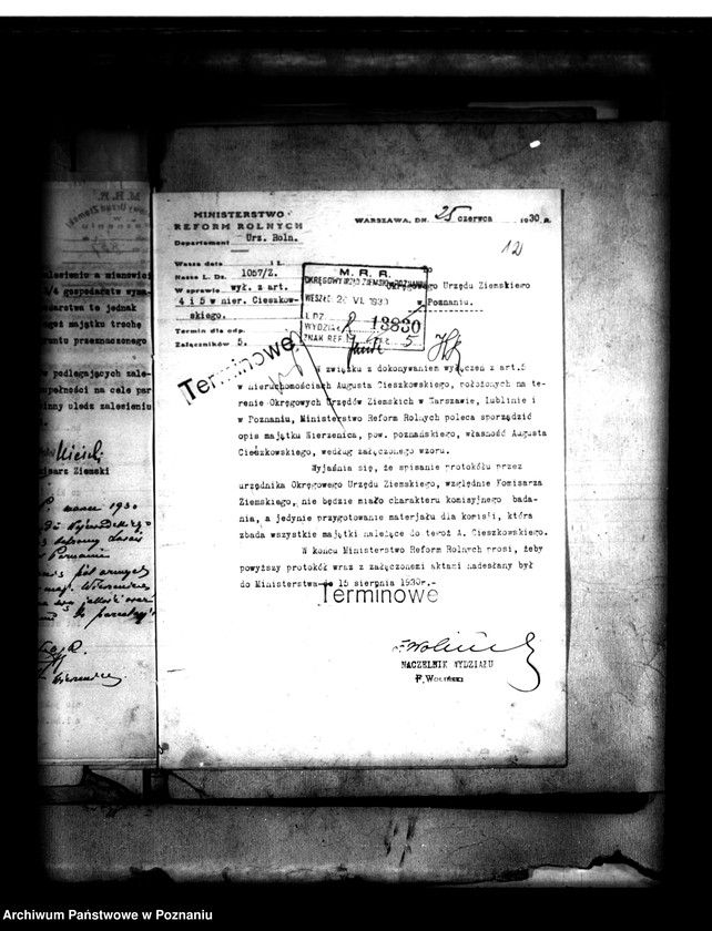 Obraz 16 z jednostki "Majątek Wierzenica powiatu poznańskiego wyłączenie z art. 4 i 5 ustawy o reformie rolnej August Cieszkowski"