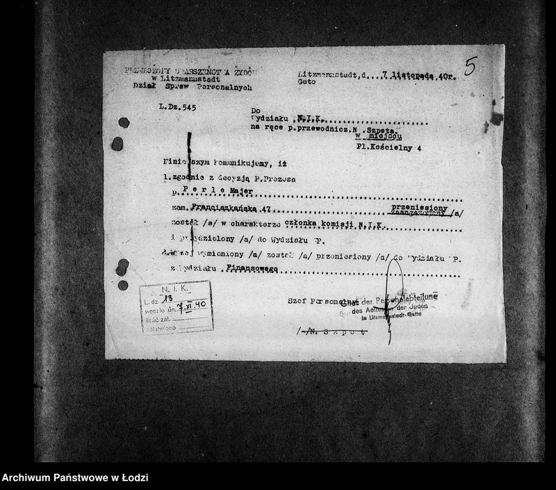 Obraz 8 z jednostki "[Korespondencja z wydziałami i resortami pracy w sprawach kontroli]"