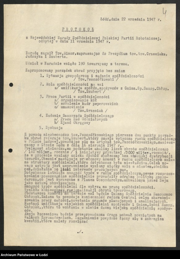 Obraz 5 z jednostki "Sprawozdania Sekcji Spółdzielczej [oraz protokół i rezolucja z wojewódzkiej narady spółdzielczej]"