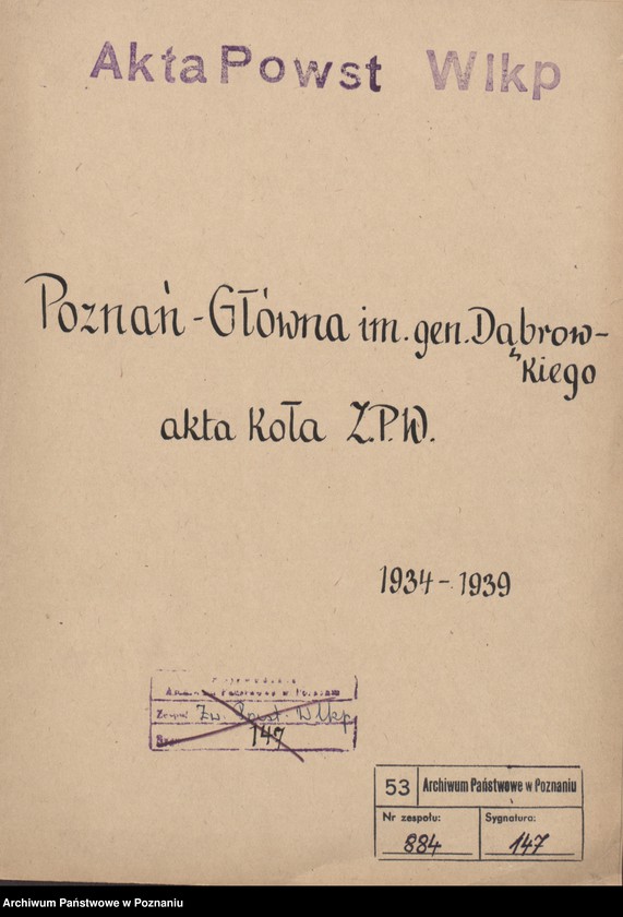 Obraz 2 z jednostki "Poznań - Główna im. gen. Dąbrowskiego akta koła."