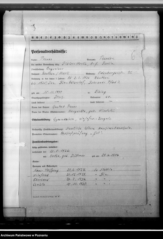 Obraz 10 z jednostki "Bewerbung des Ing. Theodor Preuss - urzędnik"