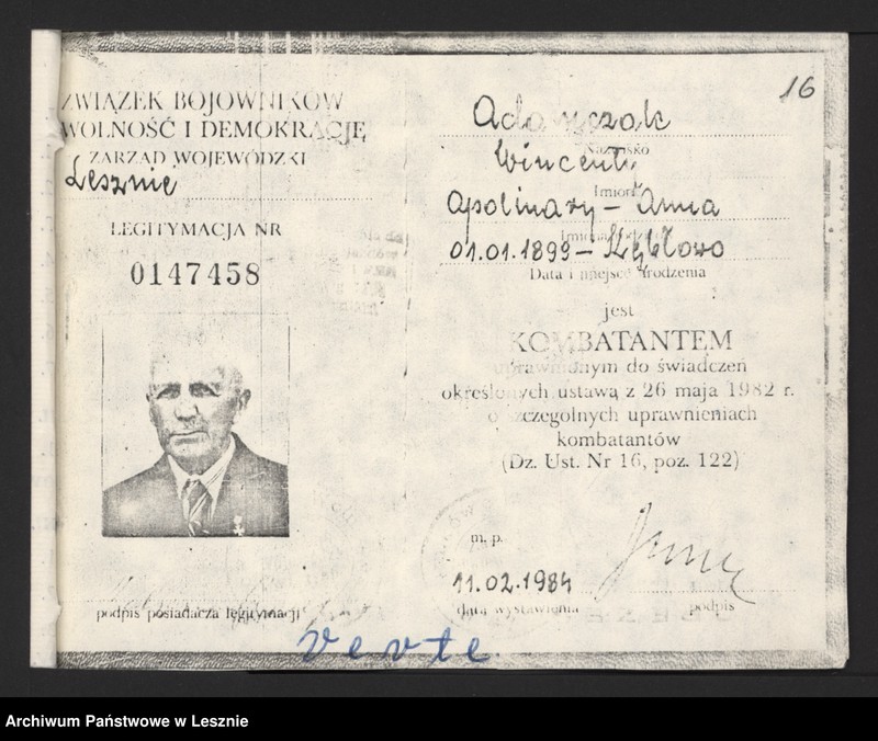 image.from.unit.number "Adamczak Wincenty, Adamczak Pelagia - Powstanie Wielkopolskie 1919 "
