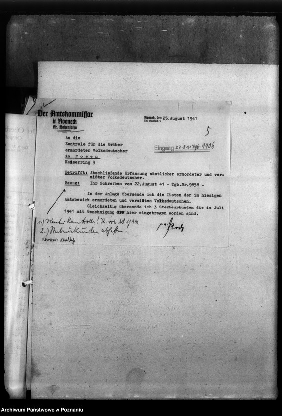 Obraz 10 z jednostki "Kreis Hohensalza (Inowrocław). Korespondencja w sprawie miejscowych Niemców, którzy zginęli w 1939 roku"