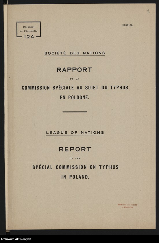 image.from.unit.number "Sprawa pomocy zagranicznej w zwalczaniu tyfusu w Polsce. Memoriały. Raport i uchwały Ligi Narodów, notatki"