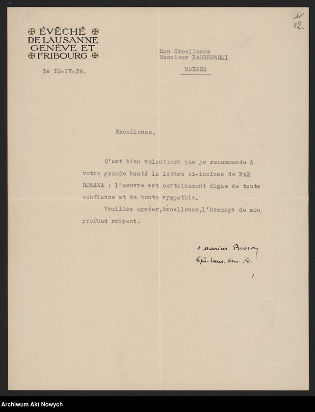 image.from.unit.number "Besson Marius (biskup Lozanny, Genewy i Fryburga); Załączniki: a) List S.A.D.E.A; b) Instytut "La Lingerie" (prospekt); c) wycinek prasowy; L.18 (odpowiedzi - maszynopis, rękopis)"