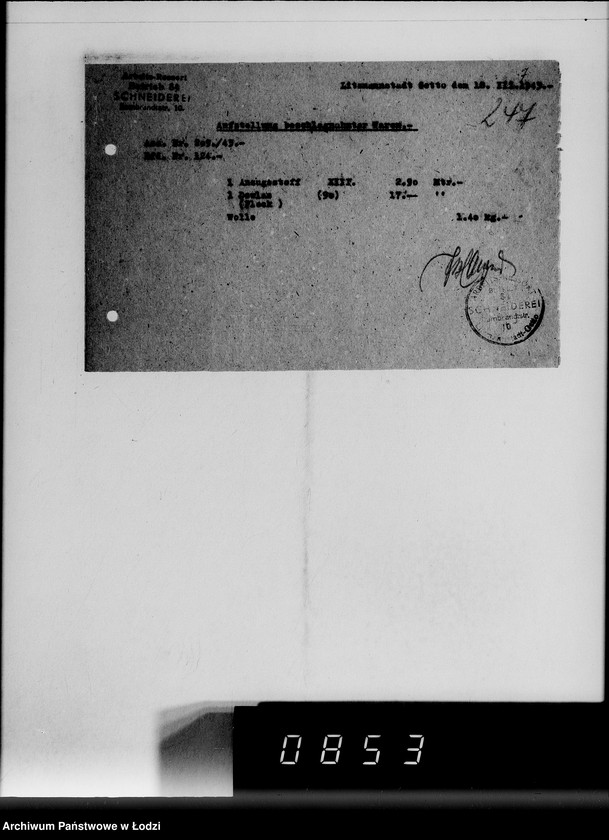 Obraz 11 z jednostki "[Konfiskata przez Kripo w Getcie ruchomego mająktu żydowskiego] Nr 1-250"