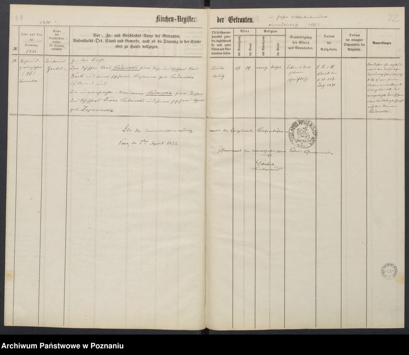 Obraz 14 z jednostki "[Akta urodzeń i chrztów, ślubów, zgonów]"