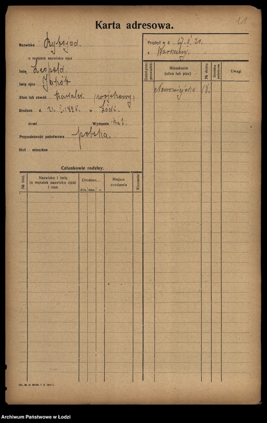 Obraz 13 z jednostki "[Spis ludności Łodzi] Rybka-Rynczkowski"