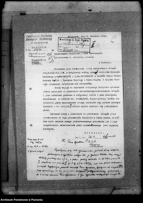 Obraz 20 z jednostki "Sprawy osobowe Departamenu Rolnictwa i Dóbr Państw. urlopy ferialne"